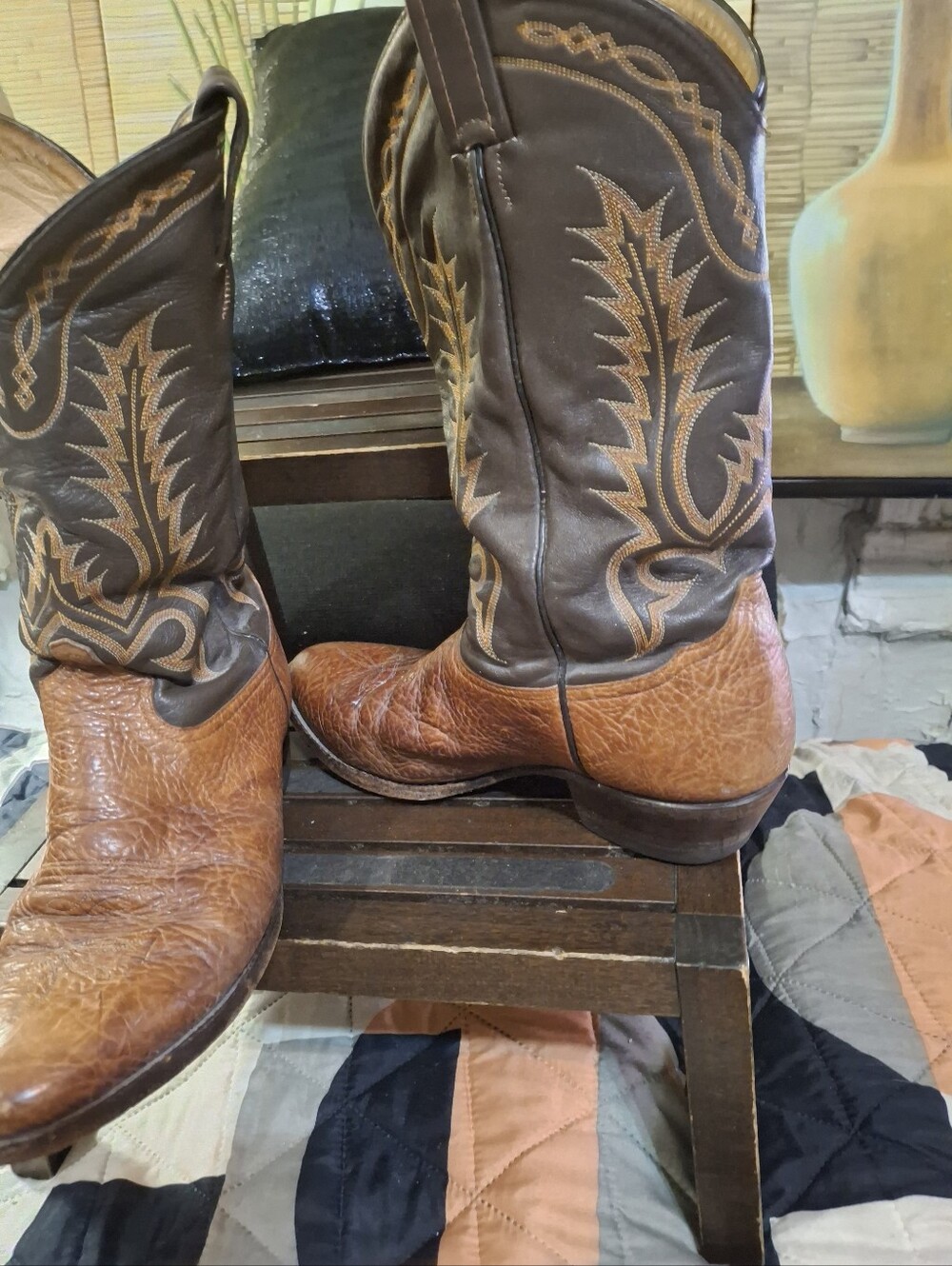 Men's Brown Two-Tone Leather Western Boots